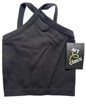 Art Class Girls Seamless Crop Tank Top Black XS 4/5 NWT Racerback